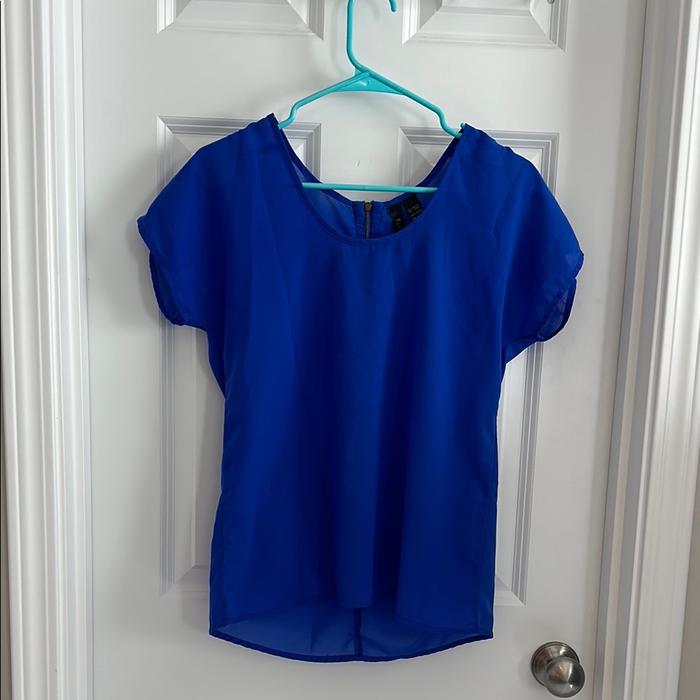Fun & Flirt Blue Boxy Short Sleeve Blouse